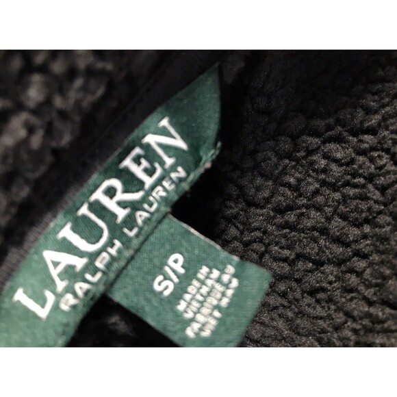 Ralph Lauren Velour Waterfall Vest Size Small Black Open Front - Picture 5 of 7